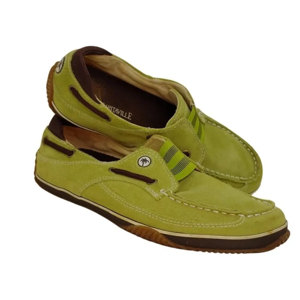 Margaritaville One Love NEW w/Tags Green Leather Slip-Ons - Size 7